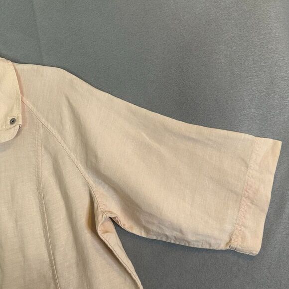 Chicos Blouse Shacket Women Sz 2 Large Linen Short Sleeve Full Zip Breathable - Picture 10 of 16